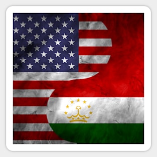 USA and Tajikistan Dual Flag Yin Yang Combination Sticker